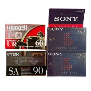 TDK SA90 Sony HF90 Maxwell UR60 Sealed Blank 4 Cassette Tapes Music Voice Record